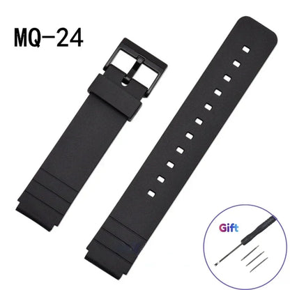 Bracelet de montre en caoutchouc 16mm adapté pour Casio MQ24 MQ76 bracelets de montre étanches Bracelet en Silicone souple Bracelet de Sport Bracelet en matériau TPU