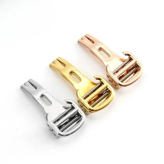 Boucle de montre de remplacement en acier inoxydable, 12/14/16/18/20mm, fermoir pliant pour montre ballon bleu Cartier, couleur or argent