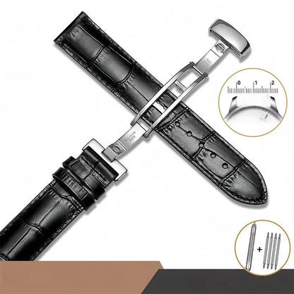 Tissot 真皮表带 - 适用于天梭 T41 力洛克、De Luca、优雅系列男士腕表，尺寸 18mm/19mm/2