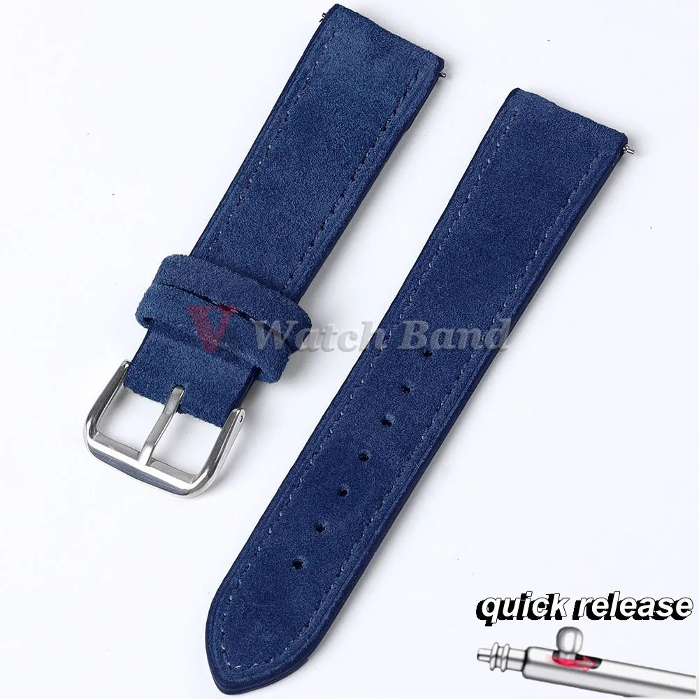 Cinturino per orologio in pelle scamosciata e bovina, 18mm 19mm 20mm 22mm, per Seiko per Huawei Watch Gt2/3/4, vintage, cucito a mano