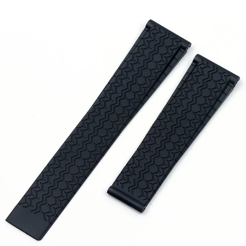 Pour TAG HEUER Super Carlisla souple Silicone pneu modèle sport bracelet de montre en caoutchouc boucle pliante noir bracelet de montre étanche 22mm
