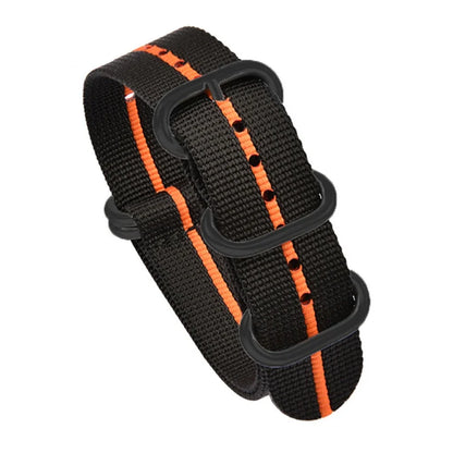 Bracelet en Nylon Noir de Haute Qualité pour Homme, Accessoire de Plongée à Rayures Militaires, pour Montre DW SeATM, 20mm 22mm