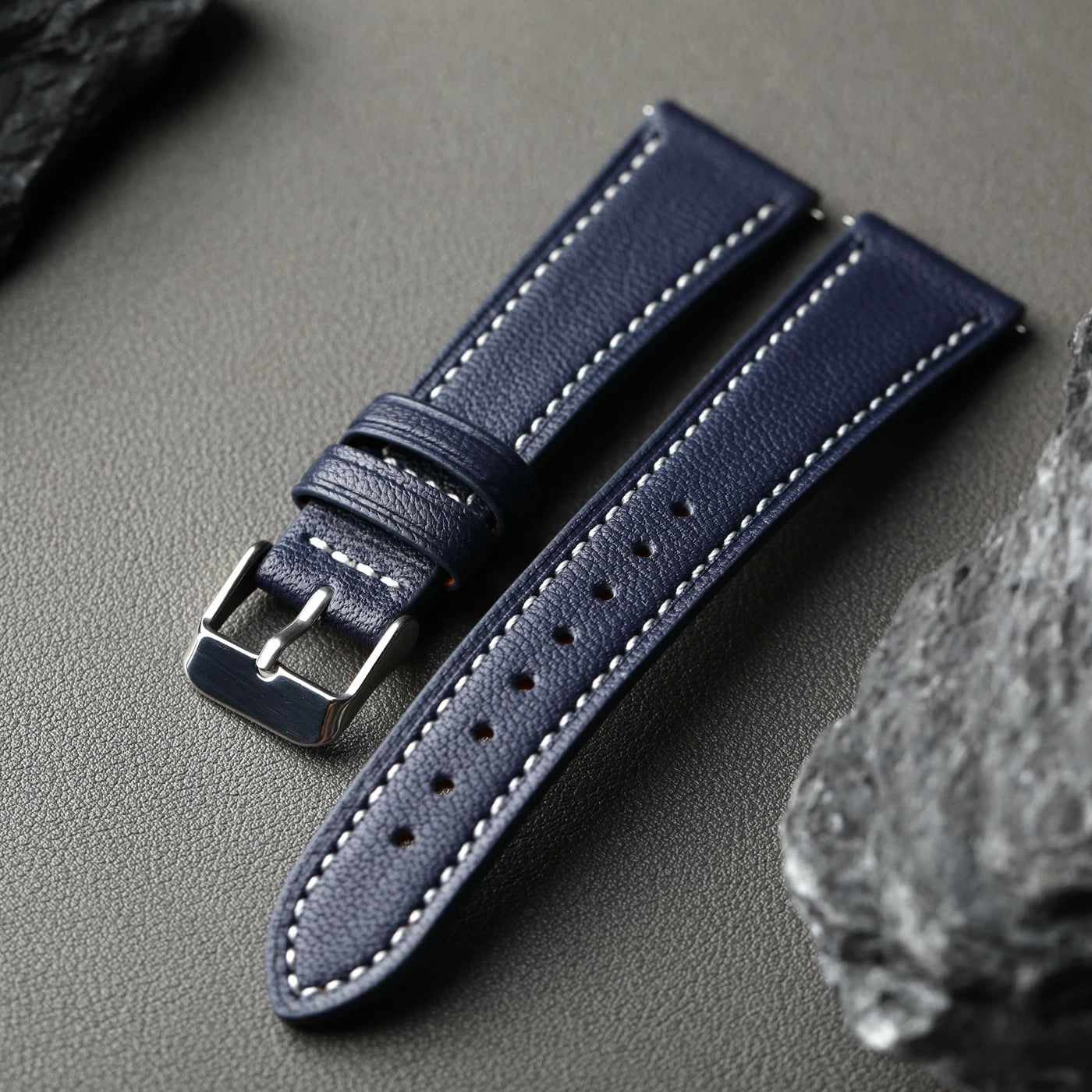 High-End French Goatskin Leather Strap 18 19 20 21 22MM Teal Quick Release, Soft Strap Compatible with GT5 6 41mm 46mm Vintage