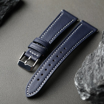 High-End French Goatskin Leather Strap 18 19 20 21 22MM Teal Quick Release, Soft Strap Compatible with GT5 6 41mm 46mm Vintage