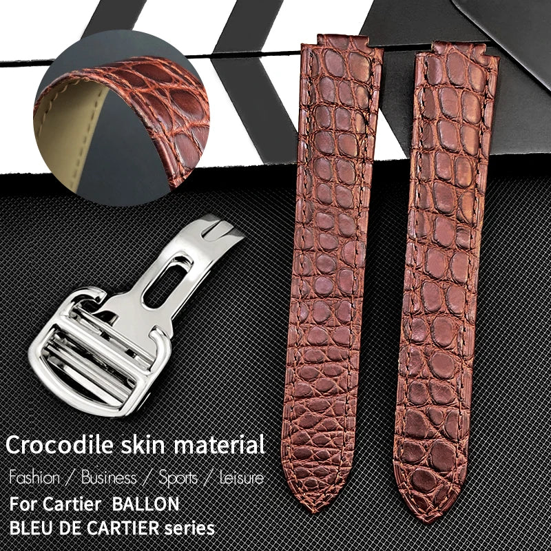 American Crocodile Alligator Leather Watch Band 14mm 16mm 18mm 20mm 22mm for Cartier Ballon Bleu Men Women Watch Strap