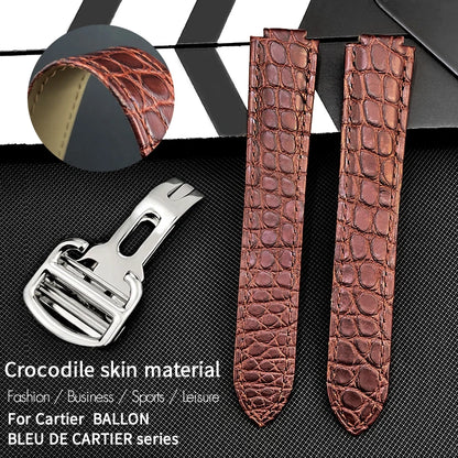 American Crocodile Alligator Leather Watch Band 14mm 16mm 18mm 20mm 22mm for Cartier Ballon Bleu Men Women Watch Strap