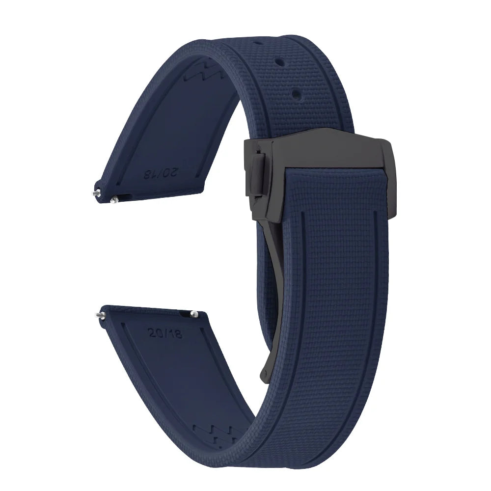 Premium Quality FKM Soft Rubber Watch Strap 20mm 21mm 22mm Sailcloth Texture Sport Band Quick Release Universal Watchband for DLug