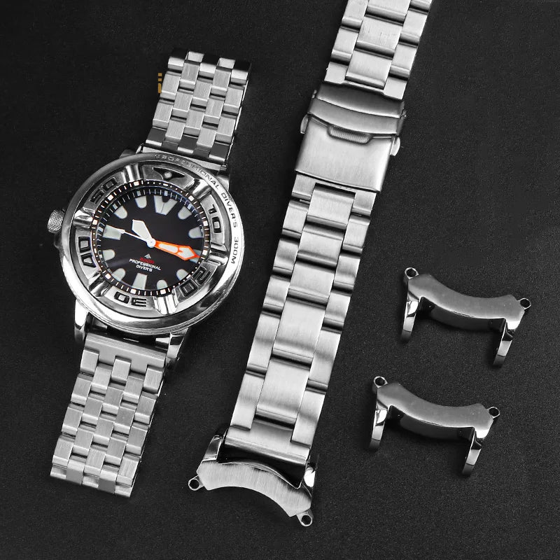 Cinturino in acciaio inossidabile di alta qualità modificato con connettore a maglie speciali per orologio da uomo Citizen BJ8050-08E/BJ8050