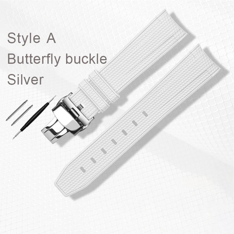 White rubber watch strap for Omega X Swatch, MoonSwatch, Constellation, waterproof, sport, watch band, curved end band, 20mm