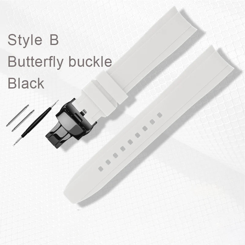 White rubber watch strap for Omega X Swatch, MoonSwatch, Constellation, waterproof, sport, watch band, curved end band, 20mm