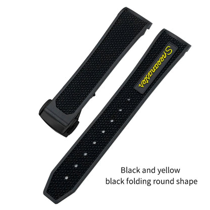 Soft Rubber and Silicone Watch Strap, 19mm 21mm 20mm 18mm, for Omega Speedmaster Seamaster 300 Sport Watch, Black and Blue Bracelets