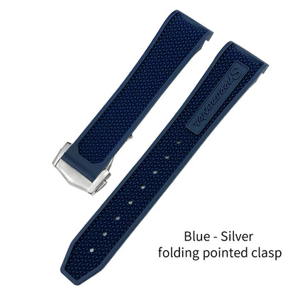 Soft Rubber and Silicone Watch Strap, 19mm 21mm 20mm 18mm, for Omega Speedmaster Seamaster 300 Sport Watch, Black and Blue Bracelets