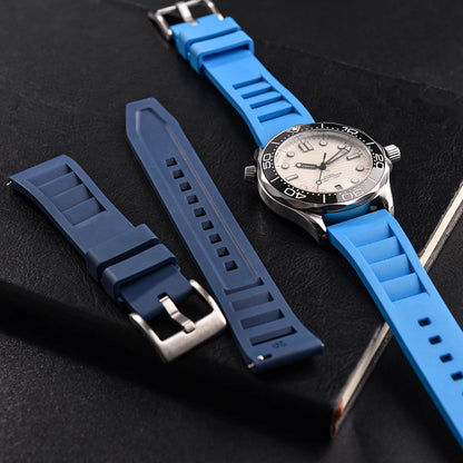 Bracelet de montre en caoutchouc FKM 20mm 22mm, souple, étanche, pour Huawei, Samsung, Seiko, Omega, avec attache rapide