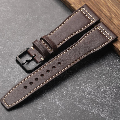 Cinturino in pelle di vacchetta con testa di pilota fatto a mano, braccialetto da uomo marrone nero 20 mm 22 mm 21 mm, cinturino per orologio in vera pelle stile vintage
