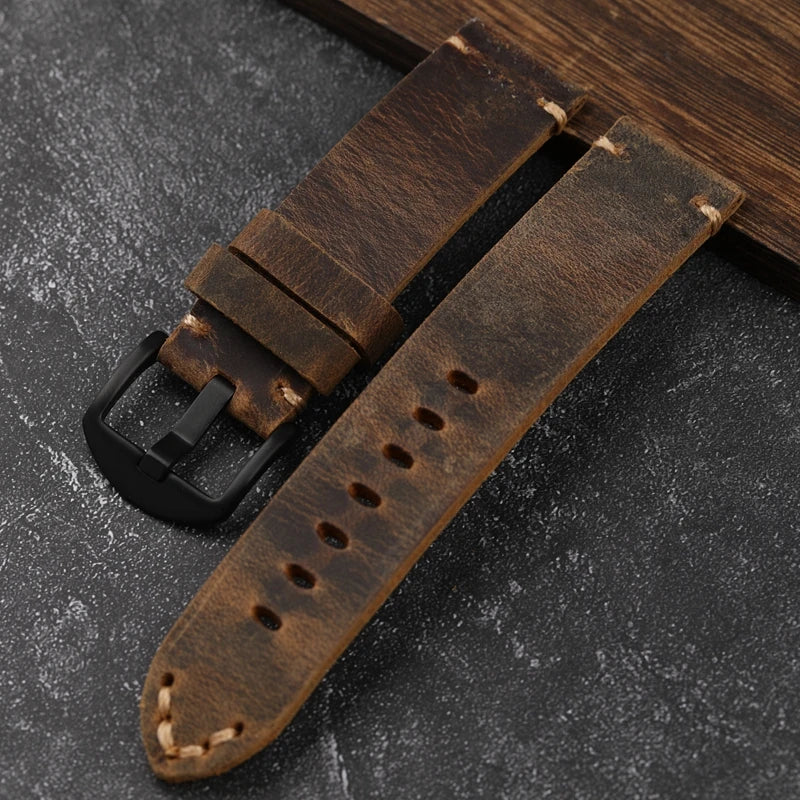 Handmade First Layer Cowhide Watch Strap, 20 22 23 24 26MM, Brown Padded, for PAM111 441, Soft Men's Bracelet