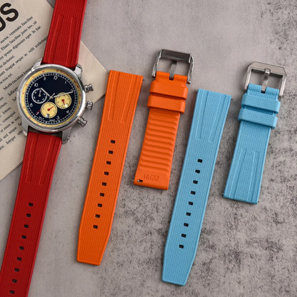 Cinturino per orologio in gomma FKM vulcanizzata di alta qualità, 20mm 22mm, a sgancio rapido, per uomo, sport, immersioni, accessori per cintura