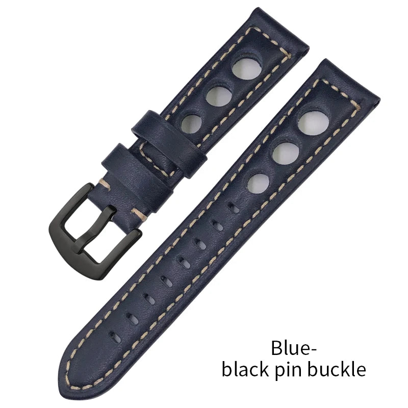 Bracelet de montre en cuir de veau 19mm 20mm 21mm 22mm pour IWC Pilot Breitling Tudor Omega Seiko SKX 5, bracelet de montre en cuir de vache véritable avec trous