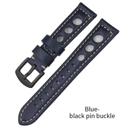 Bracelet de montre en cuir de veau 19mm 20mm 21mm 22mm pour IWC Pilot Breitling Tudor Omega Seiko SKX 5, bracelet de montre en cuir de vache véritable avec trous