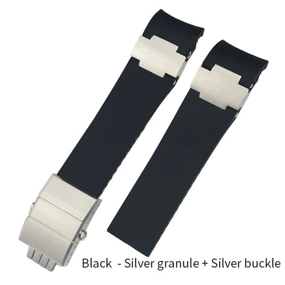 Bracelet de montre en caoutchouc de silicone à extrémité incurvée de 22mm, pour Ulysse Nardin 263 DIVER, noir, bleu, ondulé, étanche