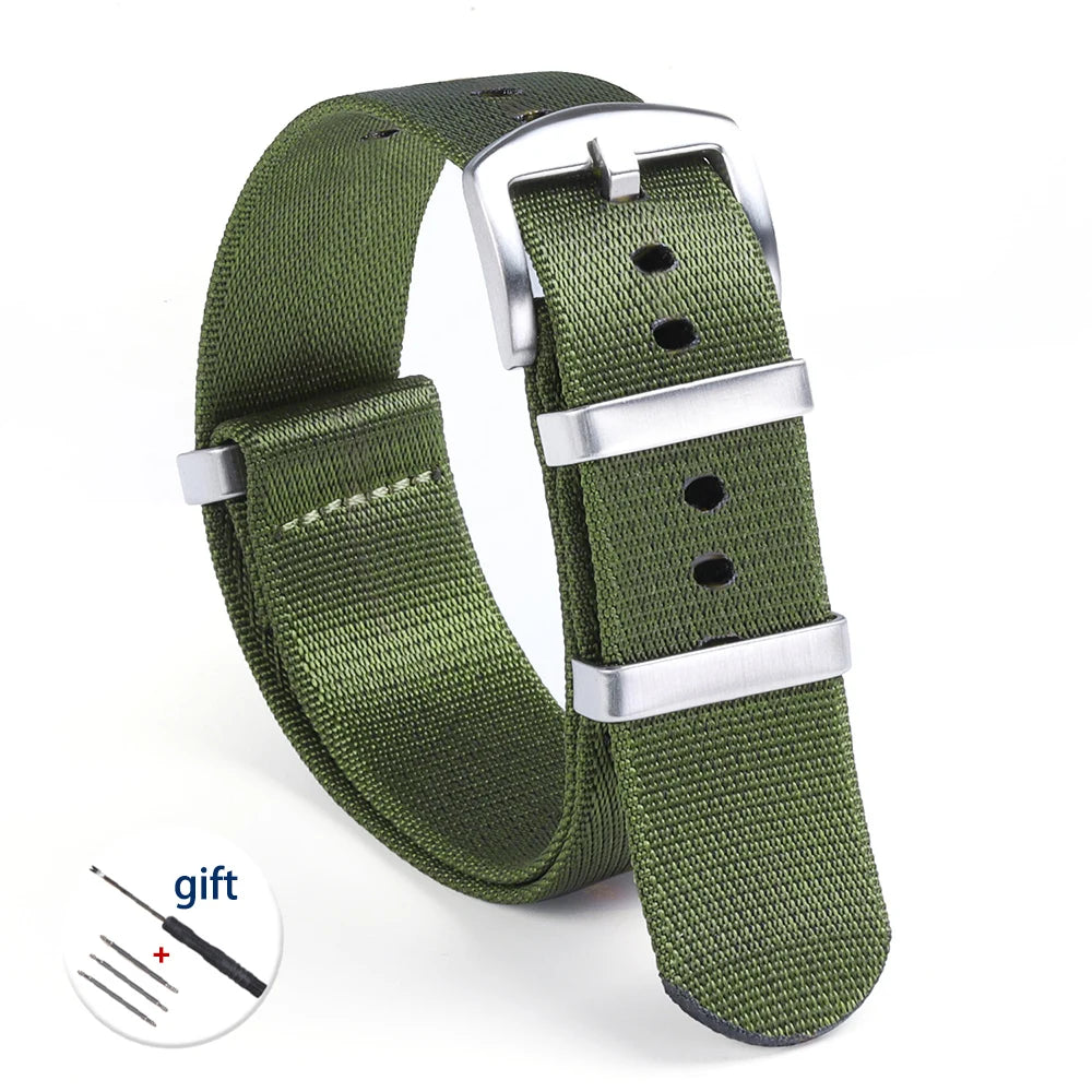 High-Quality Nylon Watch Strap, 18/20/22mm, High Density, Green, Military, Casual, Outdoor, Army, Replacement Strap