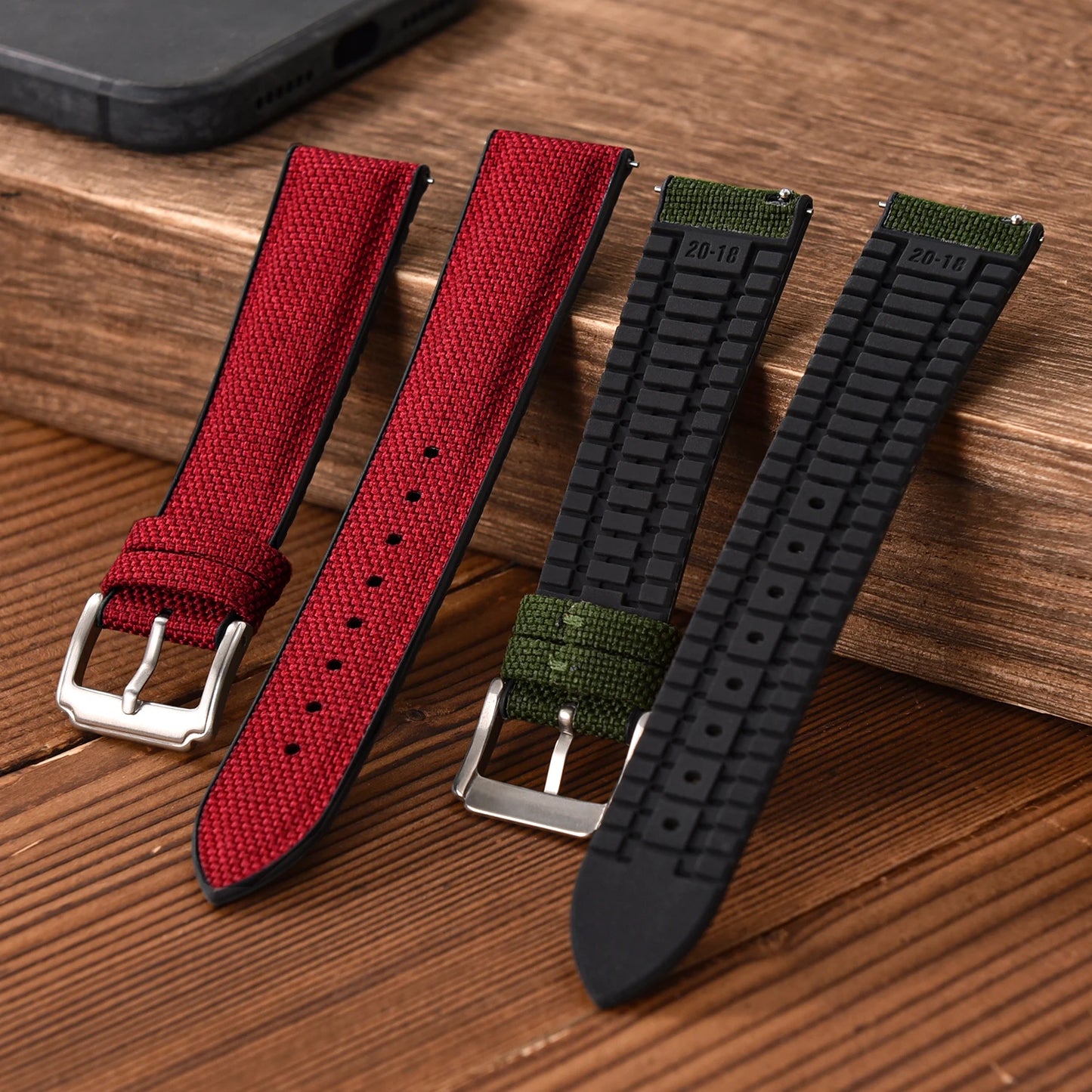 Bracelet de montre en tissu voile de qualité 18/19/ 20/21/22mm, en caoutchouc de Silicone, en Nylon, en tissu à dégagement rapide, ceinture universelle