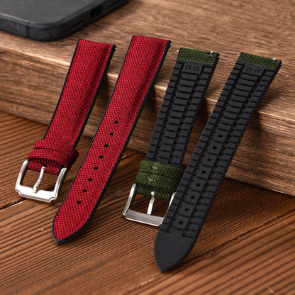 Bracelet de montre en tissu voile de qualité 18/19/ 20/21/22mm, en caoutchouc de Silicone, en Nylon, en tissu à dégagement rapide, ceinture universelle