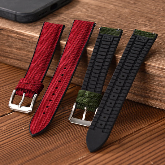 Bracelet de montre en tissu voile de qualité 18/19/ 20/21/22mm, en caoutchouc de Silicone, en Nylon, en tissu à dégagement rapide, ceinture universelle