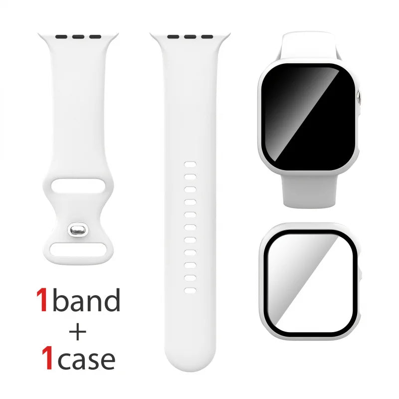 Lot de 2, pour Apple Watch : Étui + Bracelet + Protection d'écran compatible S1-S11/SE 38/40/41/Series 10-11 42mm/42/44/45/46/49mm