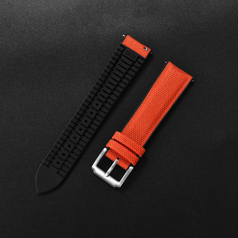 Bracelet en caoutchouc pour tissu voile, nouveau Design, bracelets de montre étanches à dégagement rapide, 18mm 19mm 20mm 21mm 22mm, bracelet en toile et Nylon