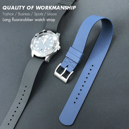 Bracelet de montre en caoutchouc fluoré souple FKM, 19mm 20mm, pour Omega Seamaster IWC Pilot Tudor Black Bay marron vert bleu gris