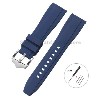 Bracelet de montre en Silicone à extrémité incurvée pour Rolex 20mm 22mm, Bracelet en caoutchouc de haute qualité pour Bracelet Omega, étanche