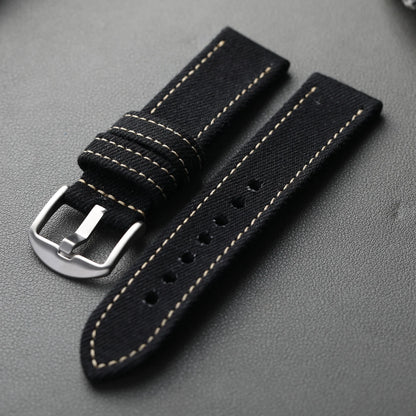 Handmade Japanese Okayama Denim Watch Strap, 20 22 24 26MM, Rugged Double Layer Style, Suitable for Mountain Watches
