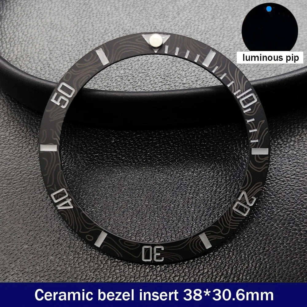 38mm x 30.6mm Sloped Ceramic Bezel GMT and Diving Watch Insert for 40mm Men's Watch Replacement Watch Bezel Inserts