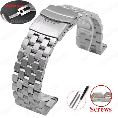 Bracelet de montre en acier inoxydable entièrement solide de haute qualité 18mm 20mm 22mm 24mm 26mm Bracelet à Interface plate avec outil Bracelet de montre en métal