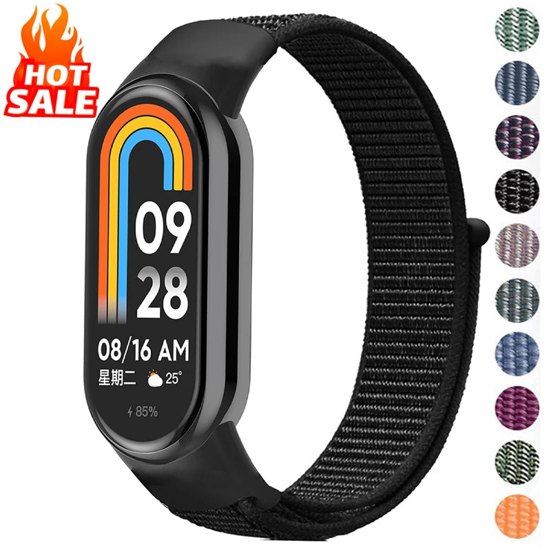 Bracelet à boucle en Nylon pour xiaomi Mi Band 10 9 8, Bracelet de remplacement, pulsera Xiaomi Smart Band 10 9 8 NFC