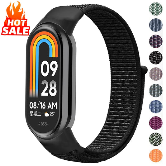 Bracciale con fibbia in nylon per Xiaomi Mi Band 10 9 8, cinturino di ricambio, pulsera Xiaomi Smart Band 10 9 8 NFC