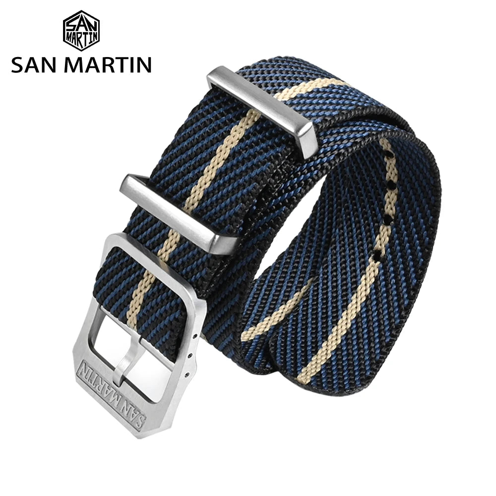 San Martin-Bracelet de montre pilote en nylon, 20mm, universel, sport, parachutiste, haute qualité