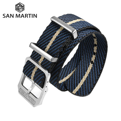 San Martin-Bracelet de montre pilote en nylon, 20mm, universel, sport, parachutiste, haute qualité