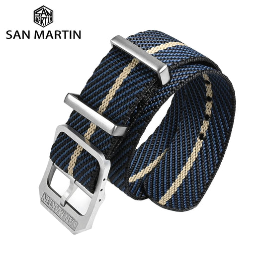 San Martin-Bracelet de montre pilote en nylon, 20mm, universel, sport, parachutiste, haute qualité