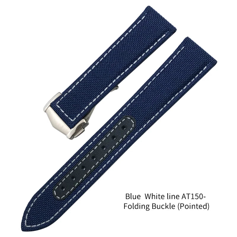 Canvas and Leather Watch Strap, 20mm, 22mm, 19mm, 21mm, for Omega Watch, Seamaster, Diver 300 Moon, AT150 AQUA TERRA, Nylon Bracelet Tools
