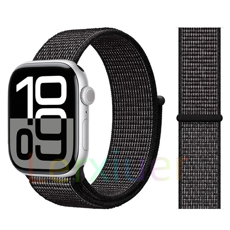 适用于 Apple Watch 46mm 44mm 45mm 40mm 41mm 42mm 的尼龙回环表带，适配 iWatch 系列 11 10 9 SE 8 7 6 5 4 Ultra 3 2 49mm