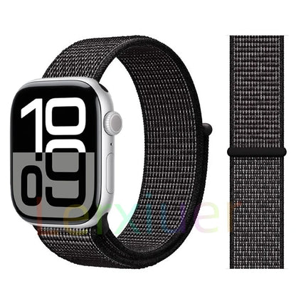 适用于 Apple Watch 46mm 44mm 45mm 40mm 41mm 42mm 的尼龙回环表带，适配 iWatch 系列 11 10 9 SE 8 7 6 5 4 Ultra 3 2 49mm