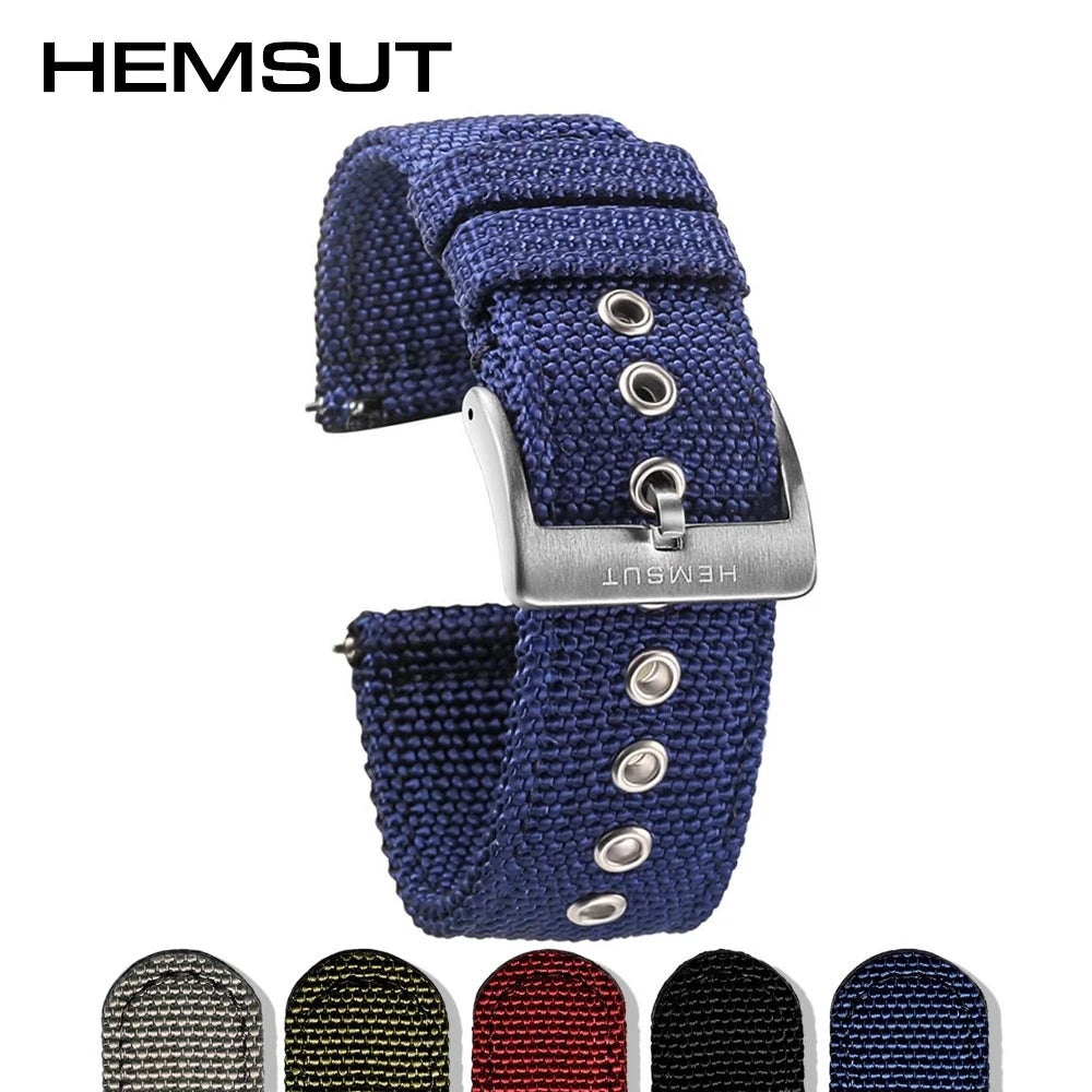 Hemsut - Breathable Waterproof Military Watch Straps, Nylon Watch Bands, Quick Release Movement, High Quality, 18mm, 20mm, 22mm, 24mm