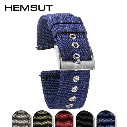 Hemsut - Breathable Waterproof Military Watch Straps, Nylon Watch Bands, Quick Release Movement, High Quality, 18mm, 20mm, 22mm, 24mm