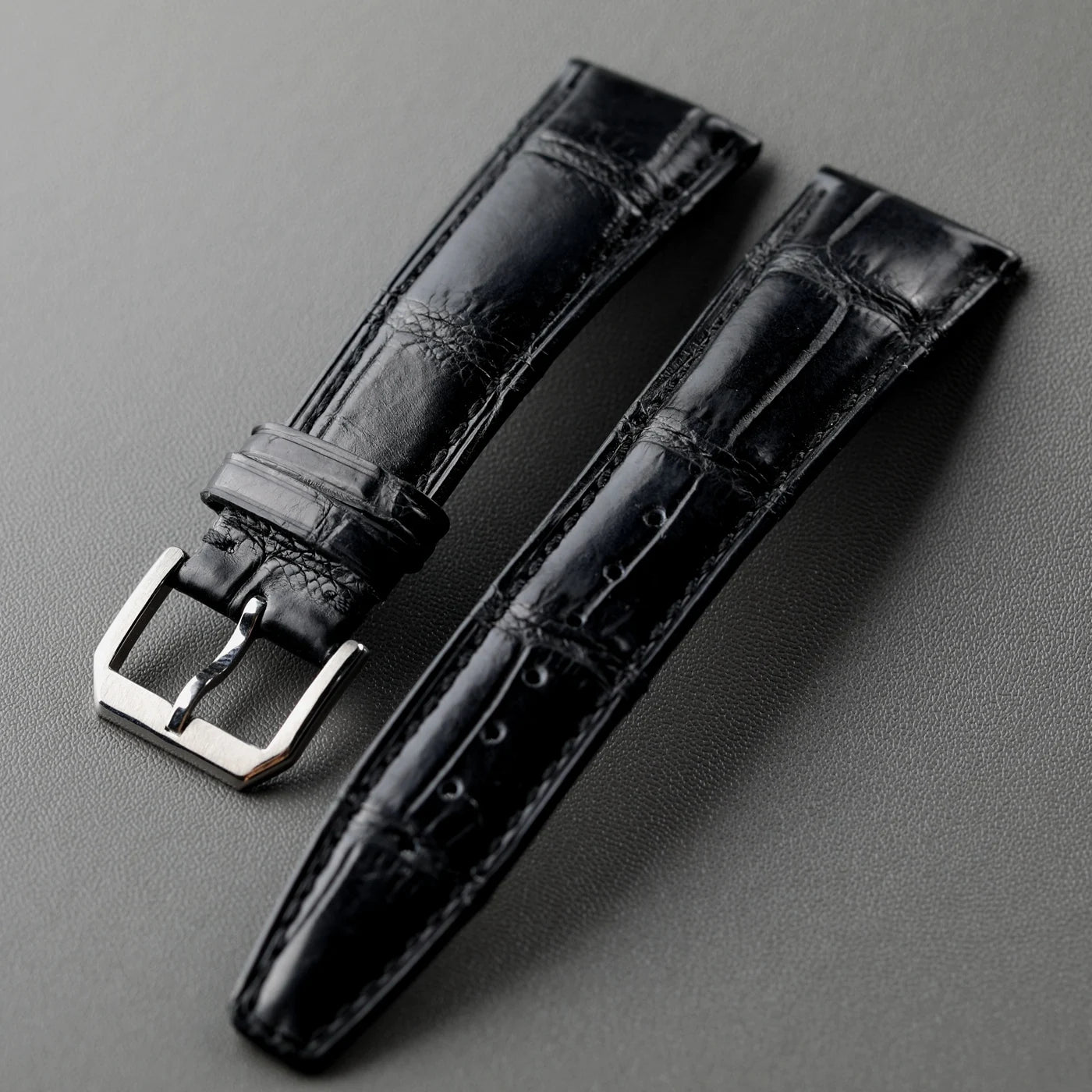 Cinturino in pelle di coccodrillo fatto a mano 20MM 21MM 22MM, pelle nera, cinturino di ricambio da uomo in pelle in stile retrò, compatibile con Pilot Mark