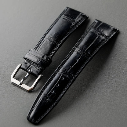 Cinturino in pelle di coccodrillo fatto a mano 20MM 21MM 22MM, pelle nera, cinturino di ricambio da uomo in pelle in stile retrò, compatibile con Pilot Mark