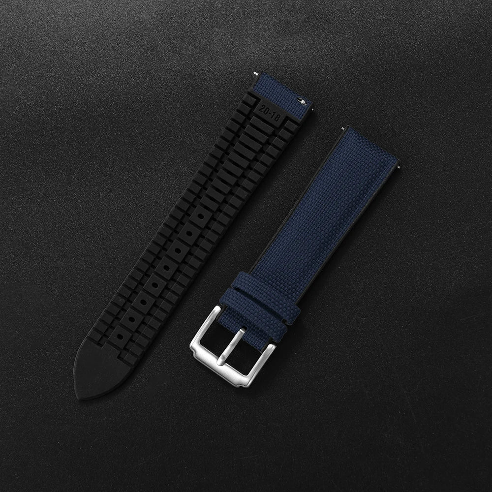 Bracelet en caoutchouc pour tissu voile, nouveau Design, bracelets de montre étanches à dégagement rapide, 18mm 19mm 20mm 21mm 22mm, bracelet en toile et Nylon
