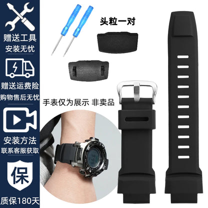 Bracelet de montre convexe en silicone souple, pour Casio PROTREK série PRW 3500 2500 5000 prw5100 PRG 250T 270 prg550 200