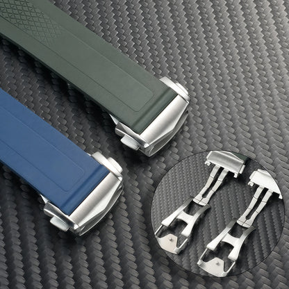 Cinturino per orologio in gomma fluorurata di alta qualità, 21 mm, per Longines Hydroconquest L3 Conquest, cinturino per orologio sportivo subacqueo + interfaccia in metallo