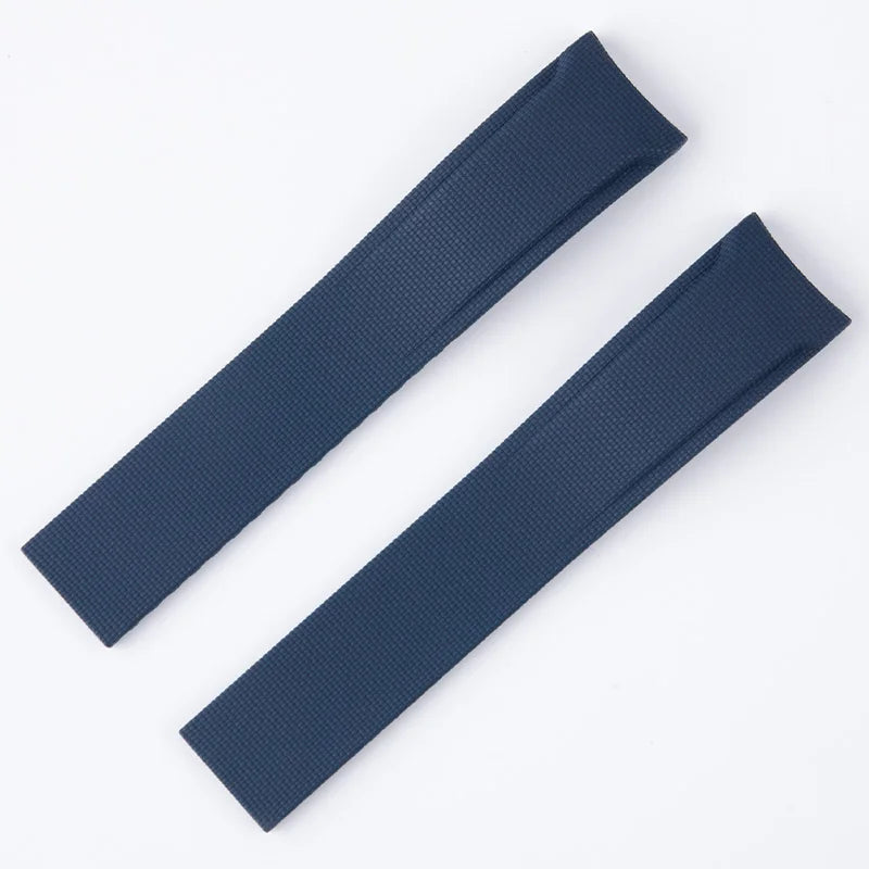 Cinturino per orologio in gomma FKM con estremità curve a sgancio rapido CTS 20/21/22 mm, dimensione regolabile, fibbia deployante, per Omega, Mido, Seiko, IWC, S